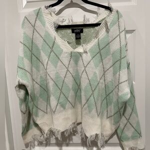 Just Polly Cropped Distressed Sweater‎ - EUC